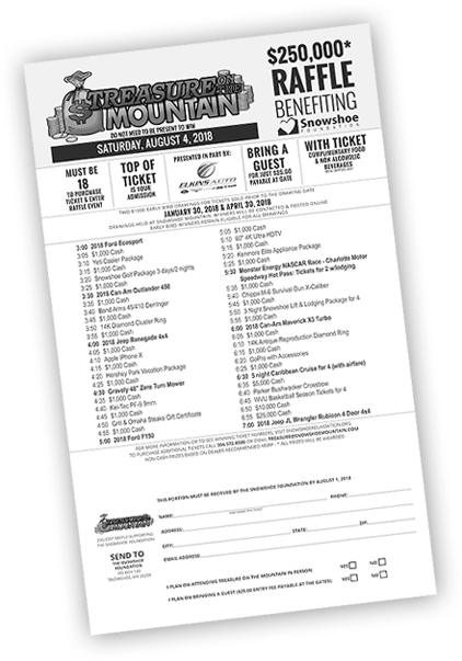 Treasure on the Mountain Raffle Ticket